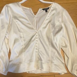 Ivory silky long sleeve Express top